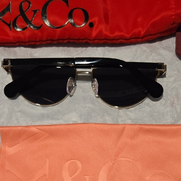 MAX&CO MO0129-01A-57 SHINY BLACK NEW AVIATOR SUNGLASSES Size- 57:14:140MM Unisex - Picture 2 of 5